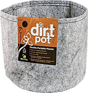 Hydrofarm Dirt Pot Flexible Portable Fabric Planter, Grey, 3 gallon
